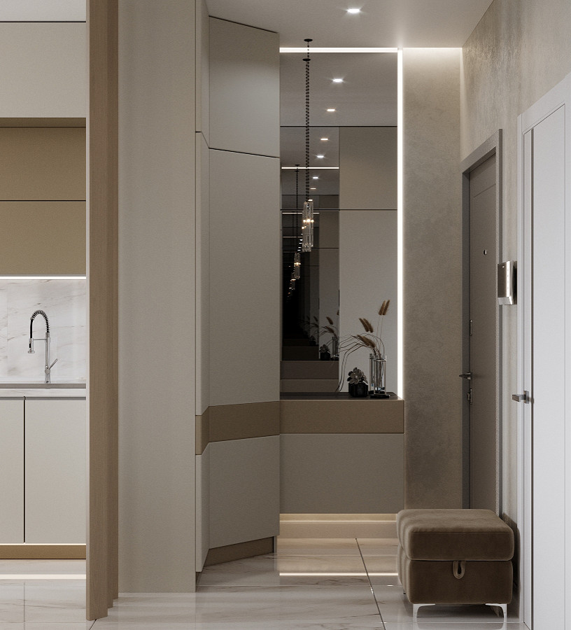 Кухня гостиная в ЖК Ньютон