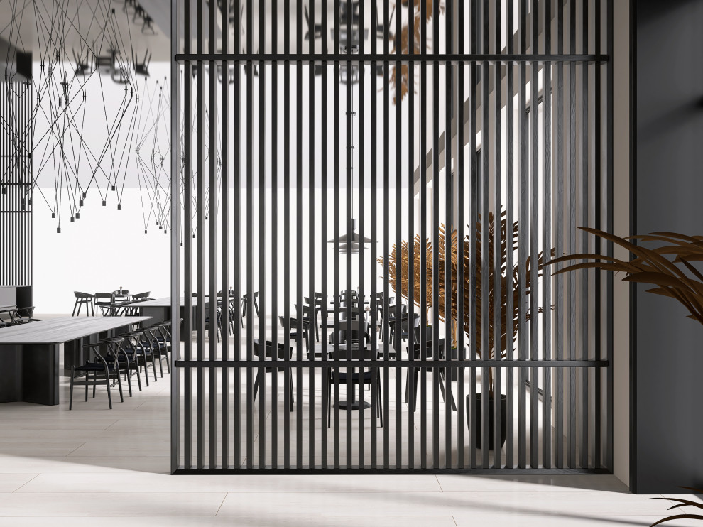 Обложка проекта: Наш проект ресторана в индустриально-минималистичном стиле Интерьер общественног