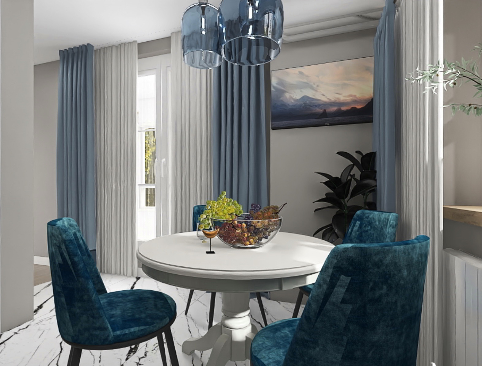 Кухня бежевый плюс голубой