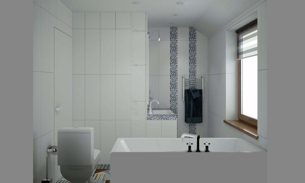 Обложка проекта: Небольшой загородный дом 2 этаж Ванная комната