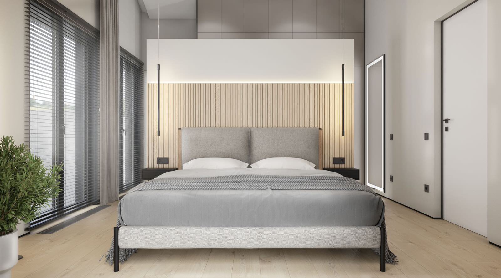 Обложка проекта: Дизайн спальни в серых оттенках