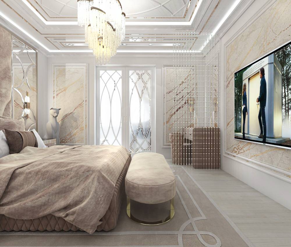 Дизайн интерьера двухуровневой квартиры 118 кв.м в стиле неоклассика и ар-деко