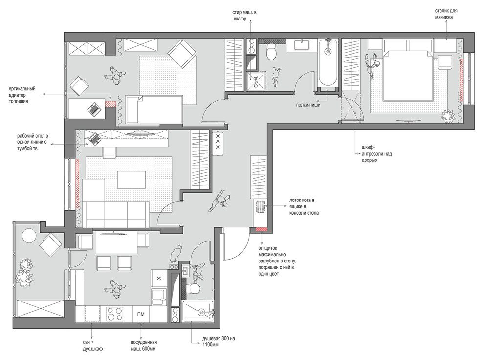 Планировка 3х комнатной квартиры ЖК "Гринада"