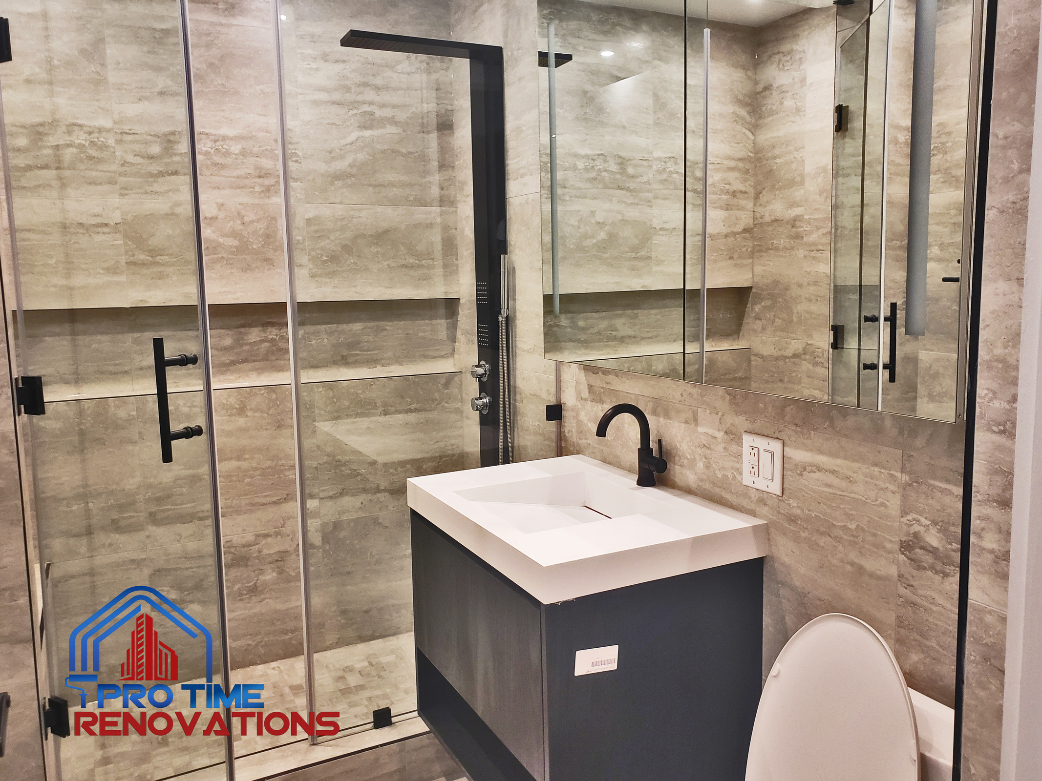 Bathroom vanity, accessories installation.