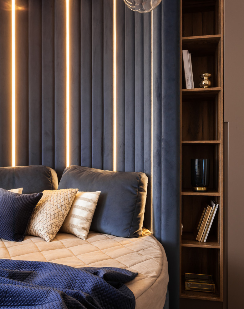 Компактная трехкомнатная квартира с круглой кроватью