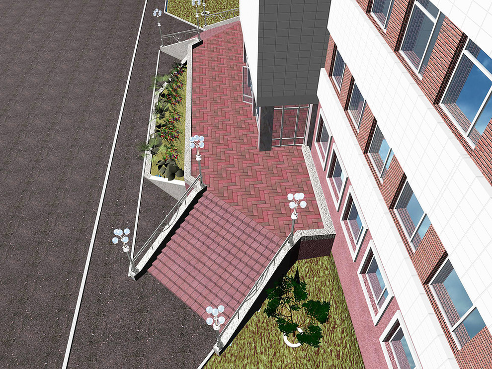 Холл, офисы, кабинеты, лестничный марш, фасады