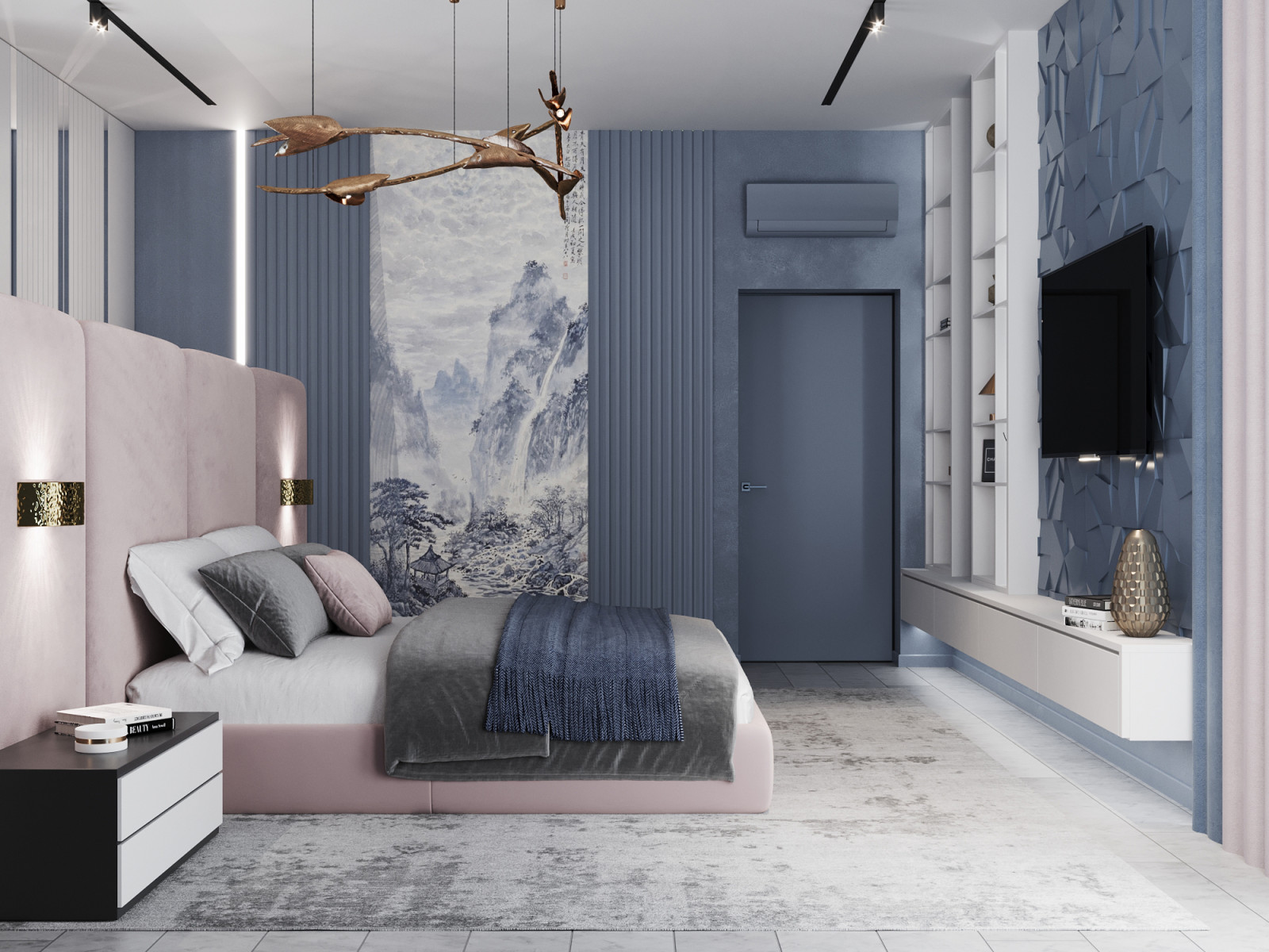 Дизайн-проект дома в голубых тонах