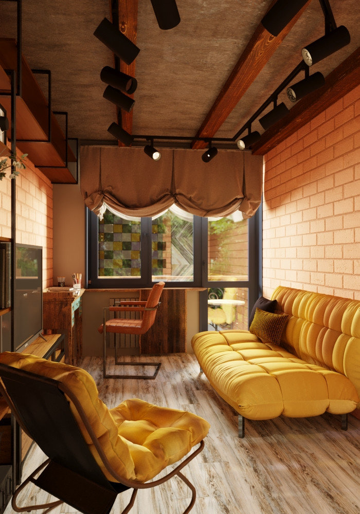Проект однокомнатной квартиры в стиле лофт