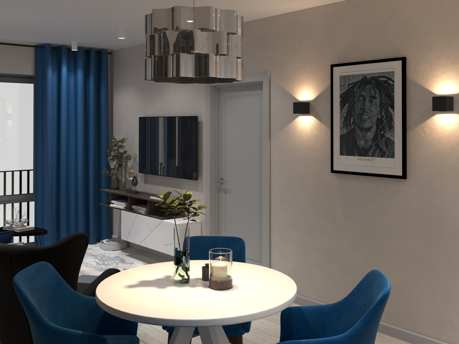 Квартира для холостяка (визуализации и коллажи)