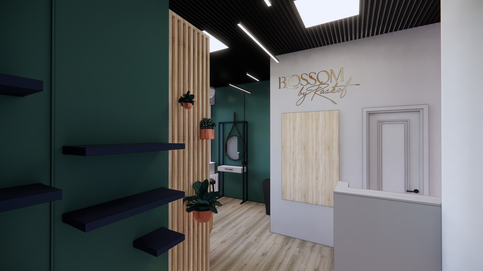 Дизайн-проект студии наращивания волос 30 кв.м.