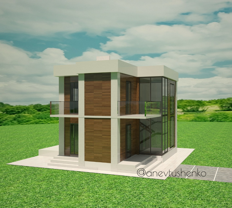 Обложка проекта: Дом 2 этажный для теплого региона в современном стиле.