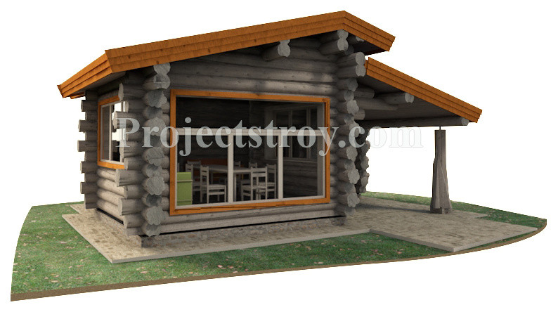 Беседка из рубленого бревна 7 на 8 м