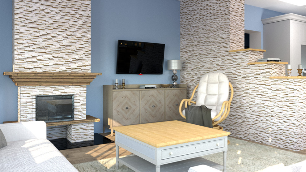 Обложка проекта: Визуализация гостинной и кухни