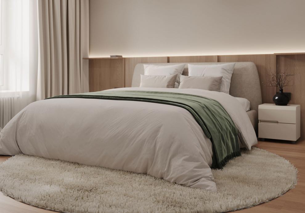 Современный интерьер с яркими акцентами и геометрическими формами