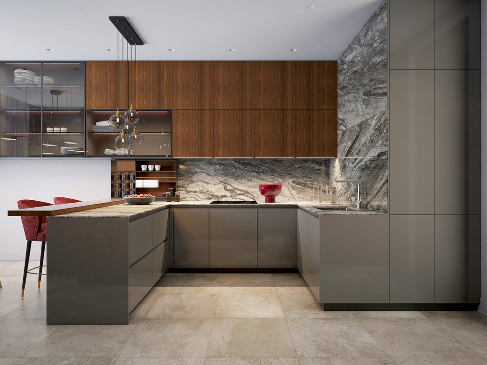 Квартира 135 кв.м. ЖК Розмарин. Насыщенные цвета и фактуры.