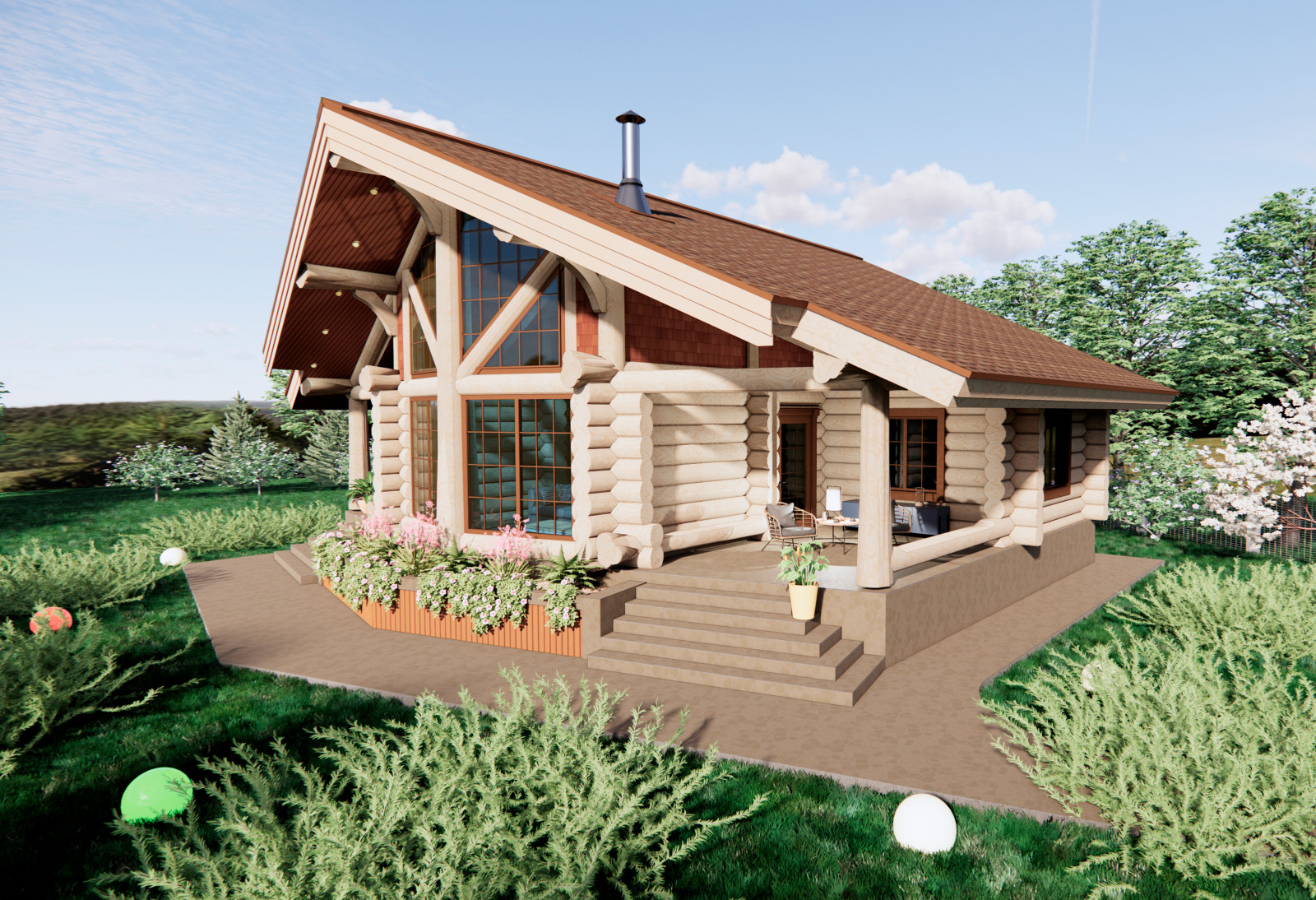 Жилой дом 124 кв.м из бревна ручной рубки