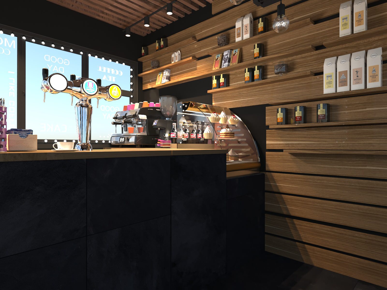 Эскизный проект торгового кофейного модуля в городской среде