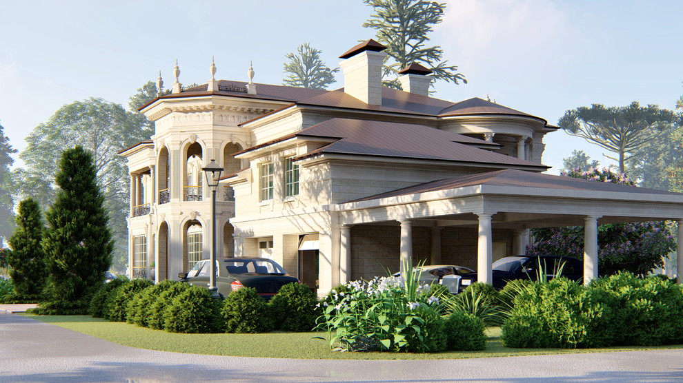 Проект загородного дома с фасадами из натурального камня