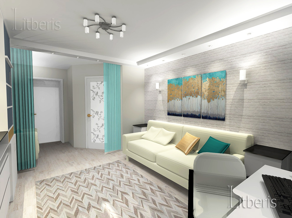 Современный светлый интерьер квартиры с элементами классики