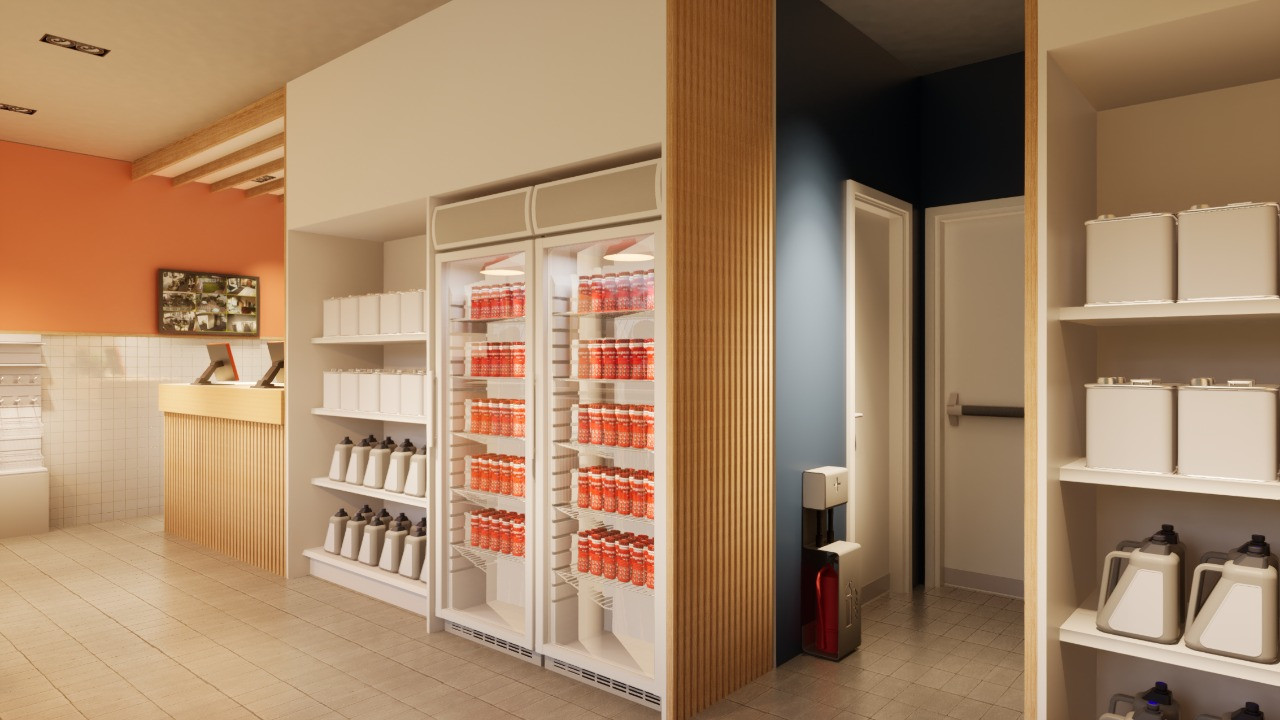 Интерьер кафе и магазина сети заправок "Апельсин", Рославль