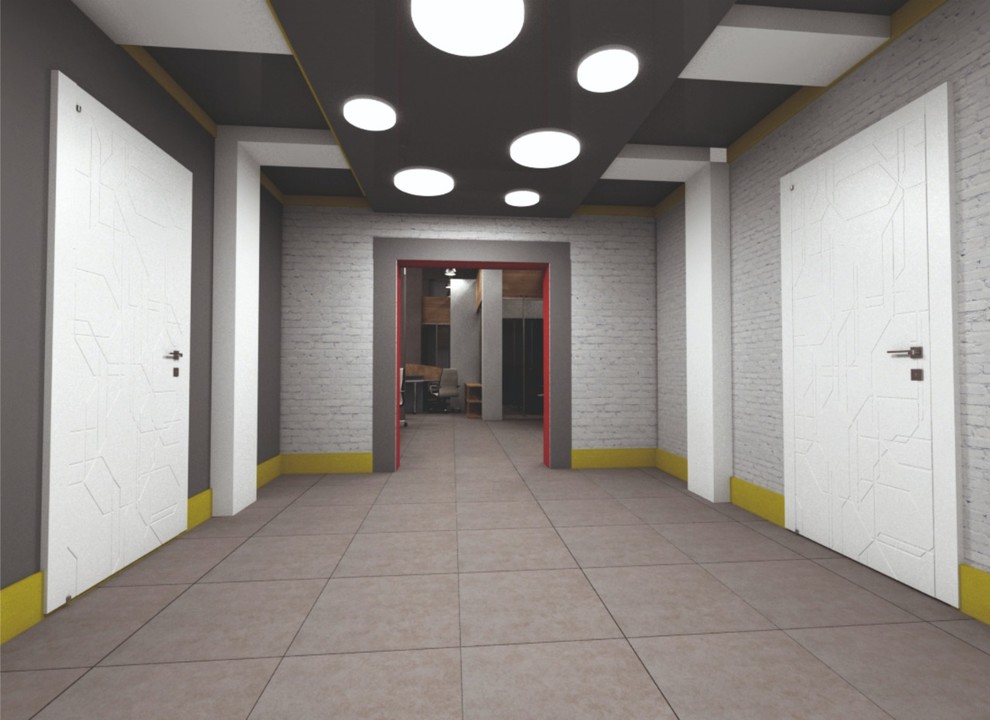 Офис IT- компании в Кемерово. Комната отдыха и коридор.