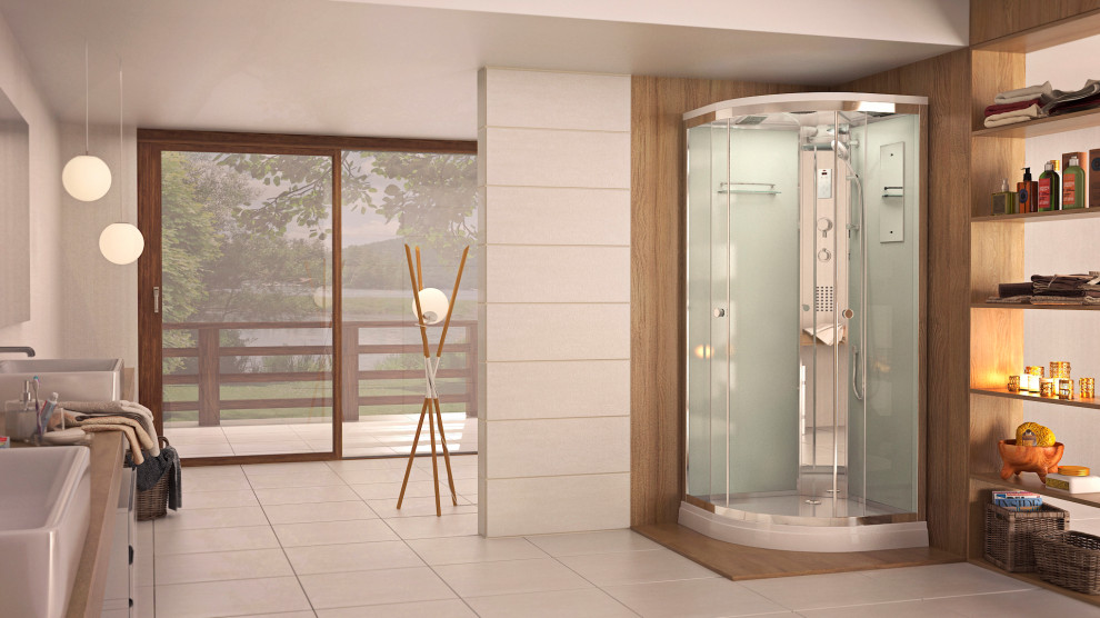 Обложка проекта: Душевая кабина TIMO коллекции Comfort в интерьере ванной комнаты