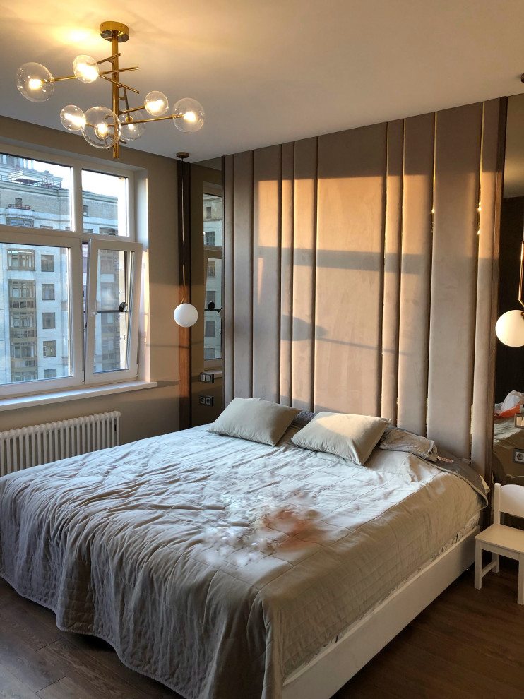 Спальня, стеновые панели, зеркала, рейки