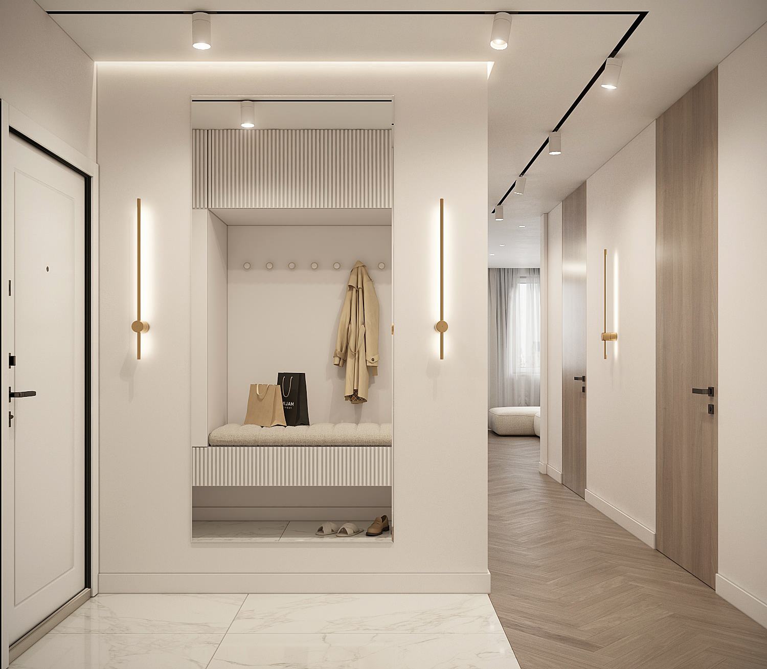 Современный светлый интерьер квартиры