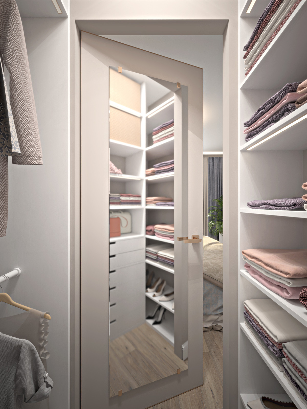 3к Шикарная квартира в современном классическом стиле. Спальня с гардеробной.