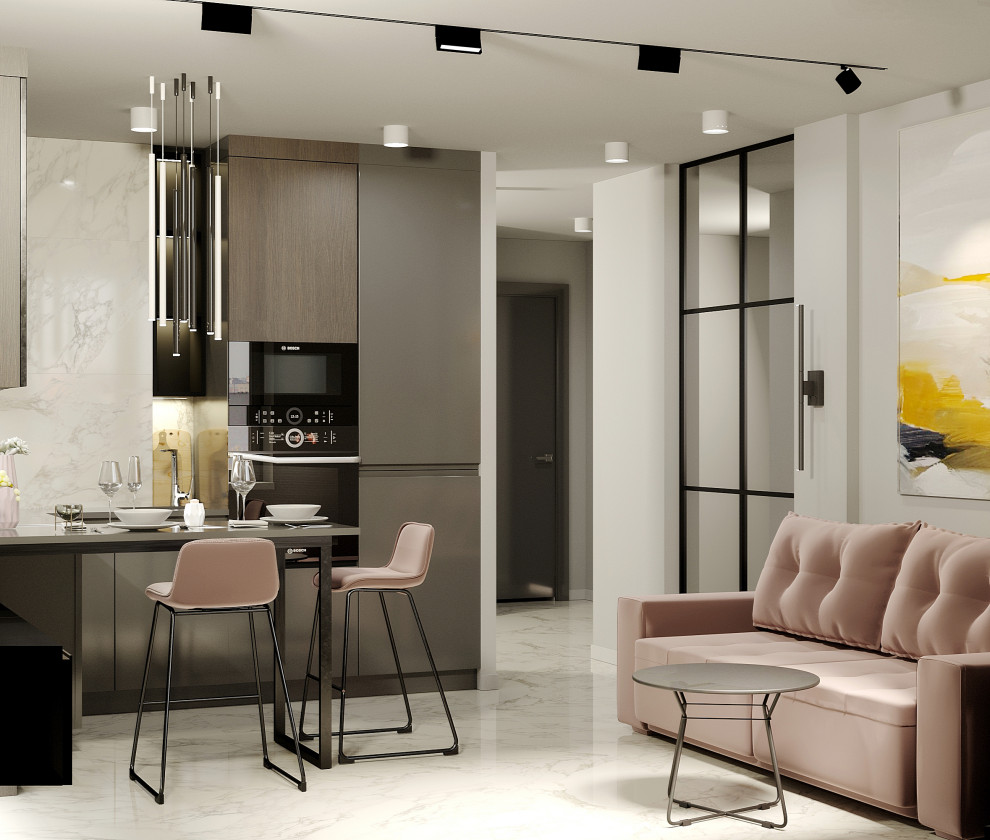 Модернизм. Кухня-гостиная 14,2 м2