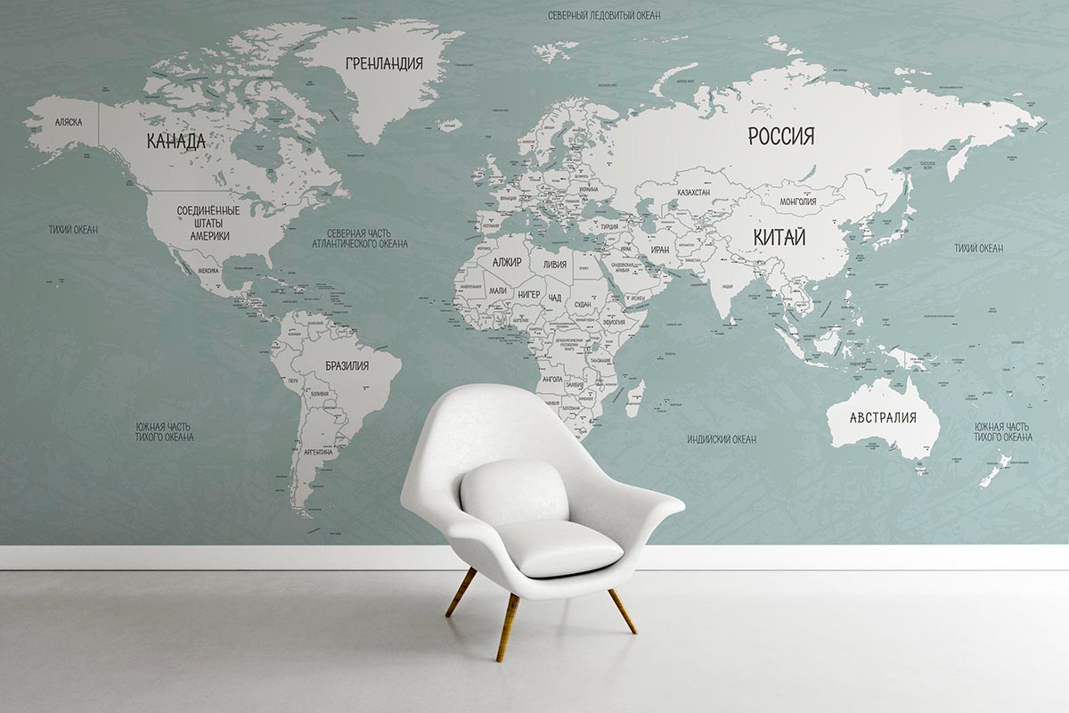 Фотообои Карта мира Контурная