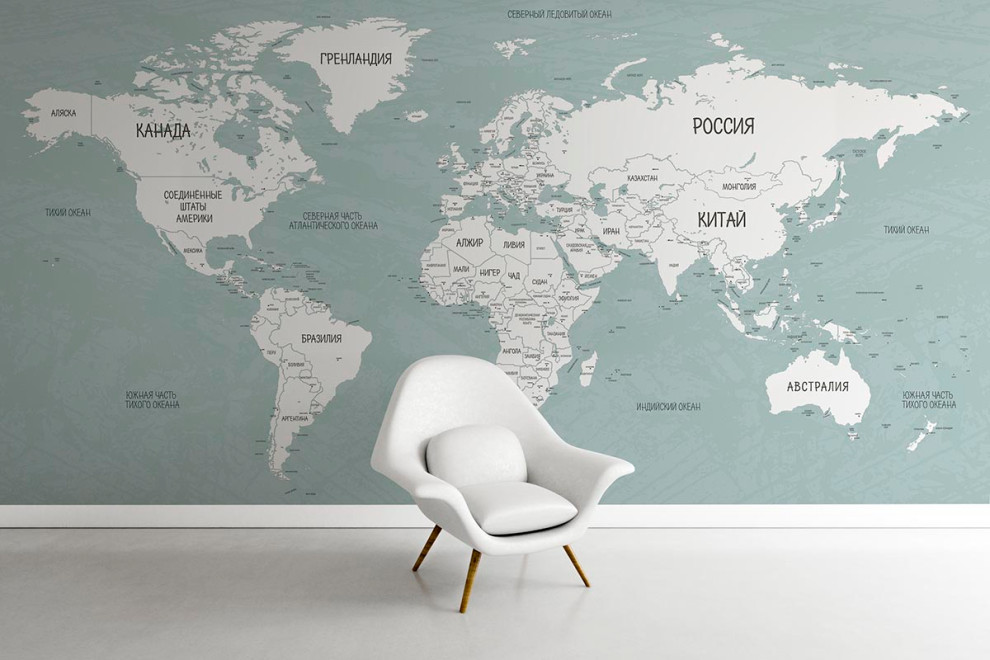 Фотообои Карта мира Контурная