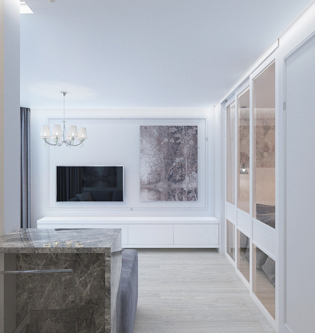 Визуализация кухни-гостиной, спальни