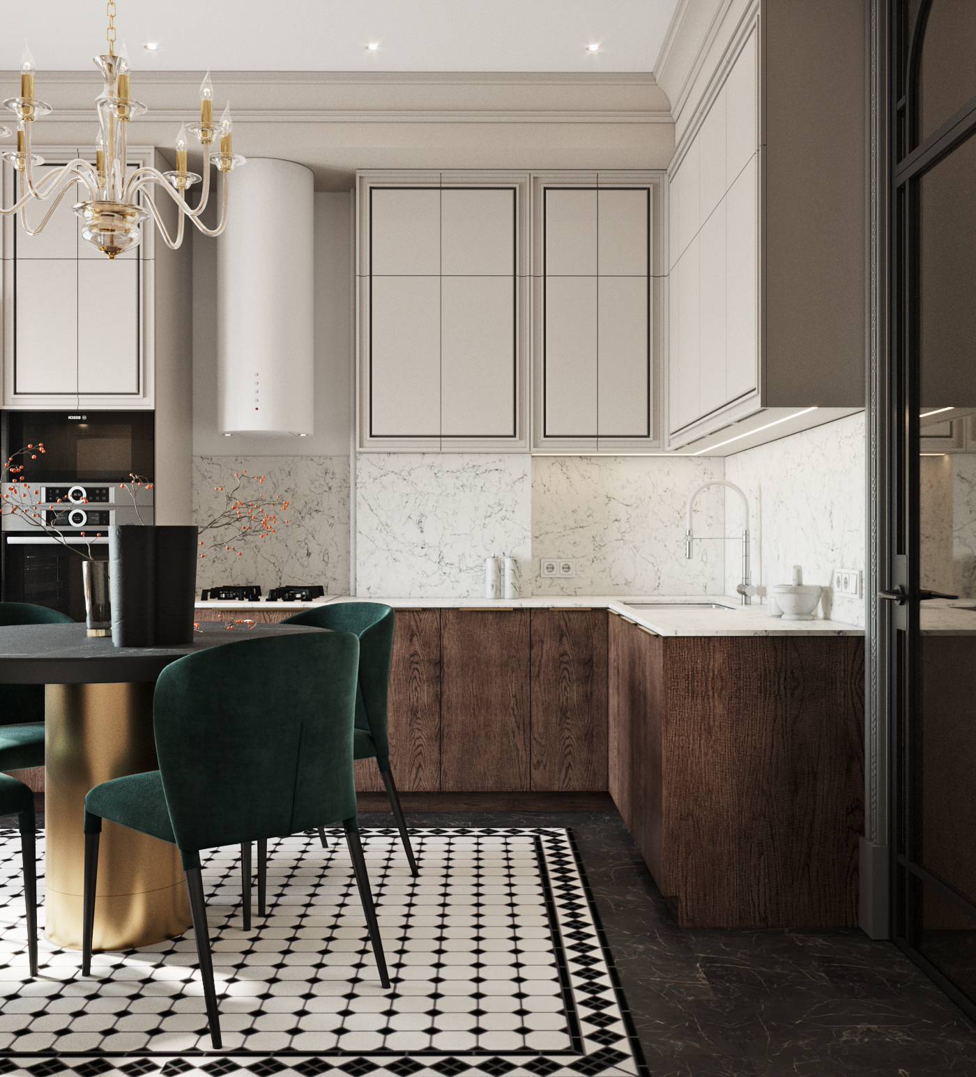 Интерьер кухни в стиле современная классика