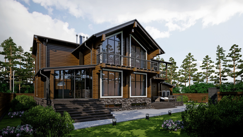 Проект дома из клееного бруса WOOD RESIDENCE 400 м^2