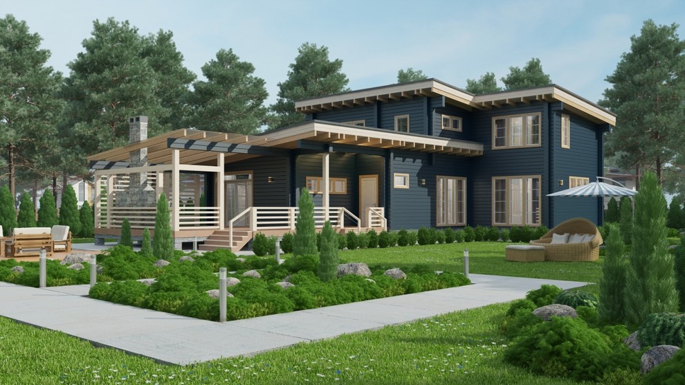 Коттедж из клееного бруса "Хайтек"