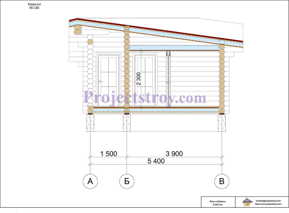 Баня из бревна 6х6 м одноэтажная