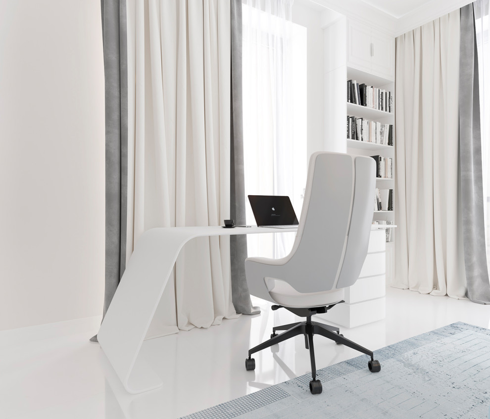 Роскошный белый интерьер в стиле ар-деко 105 кв.м. в ЖК ФИЛИ СИТИ