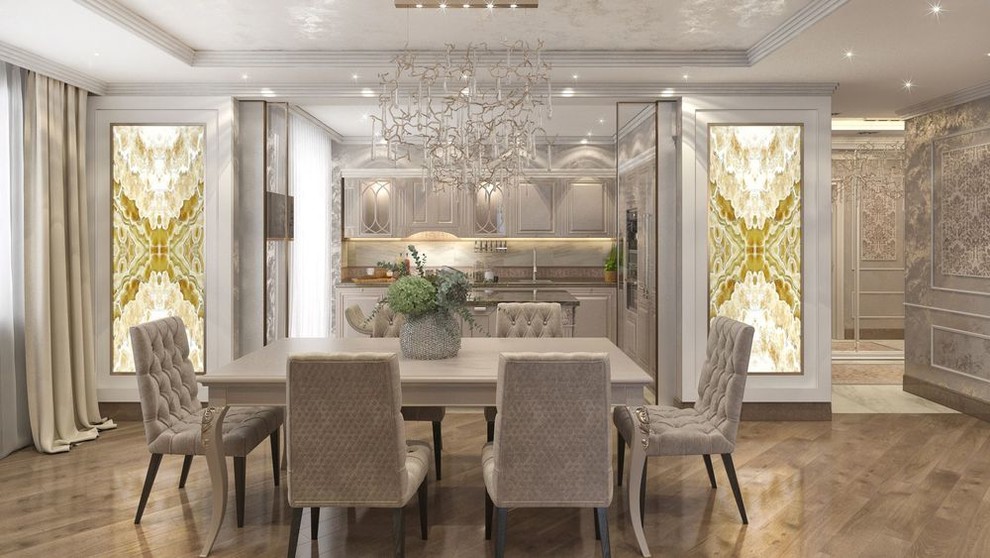 Дизайн интерьера двухуровневой квартиры 213 кв.м в стиле ар-деко