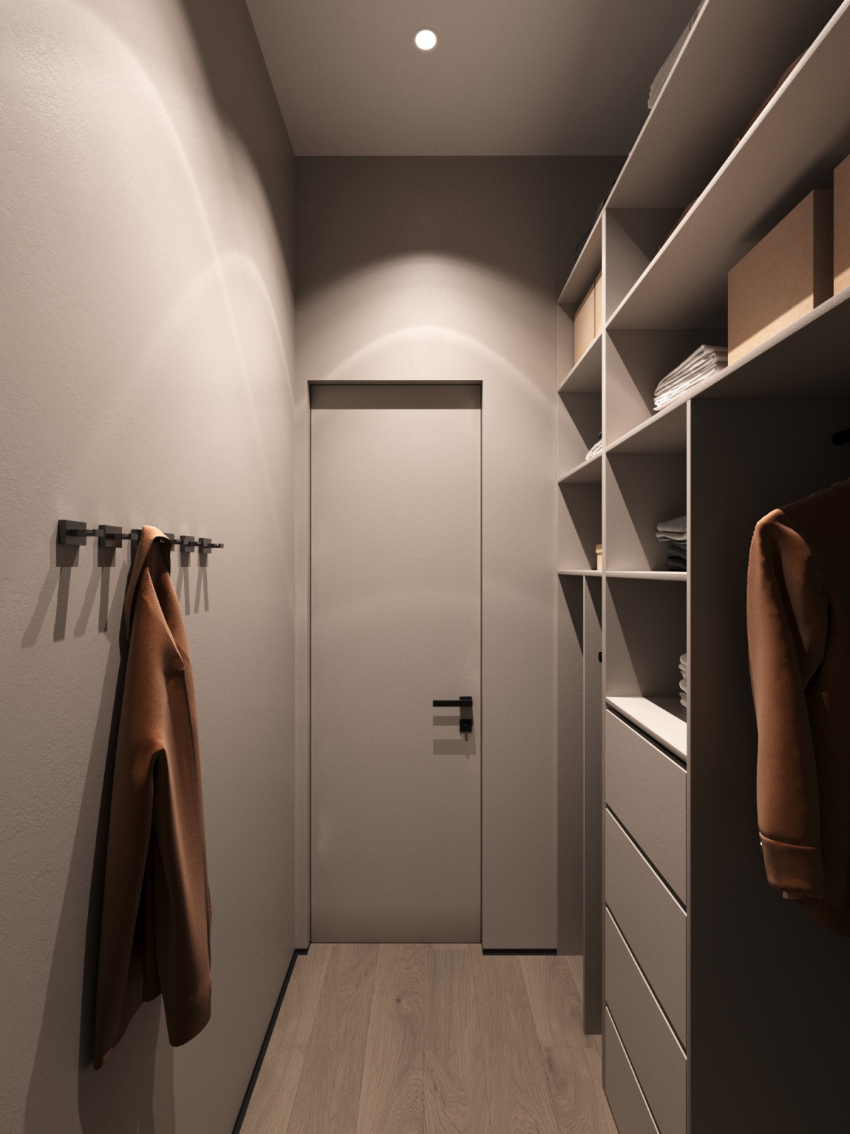 Дизайн интерьера квартиры 77 м2 с 2-мя санузлами и гардеробной