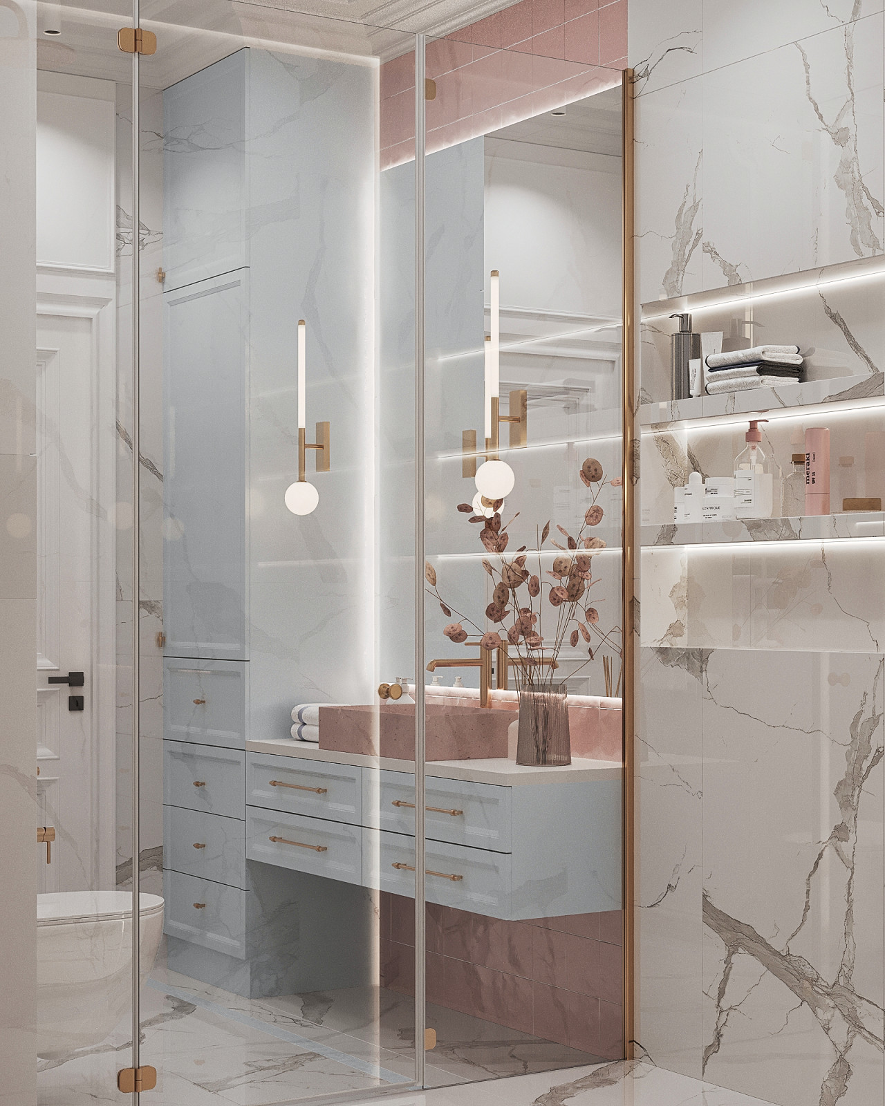 Стильный интерьер с элементами ар-деко в ЖК Петровский квартал на воде - 99 м2