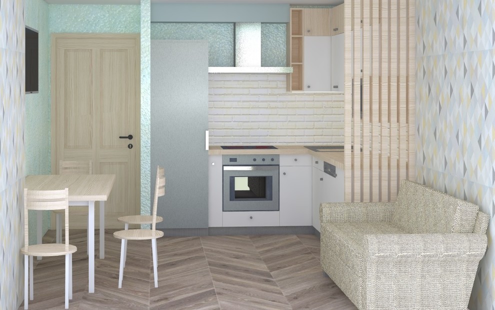 Кухня цвета неба