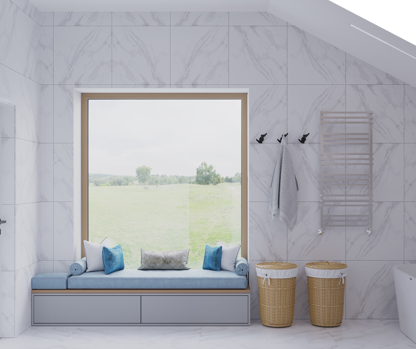 Современный загородный дом. 2 этаж. Ванная и душевая