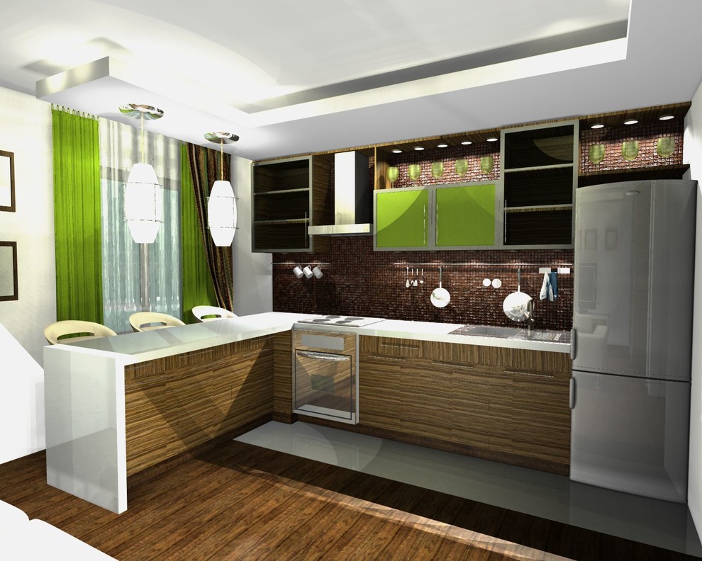 Единое пространство небольшой квартиры в 2-х вариантах