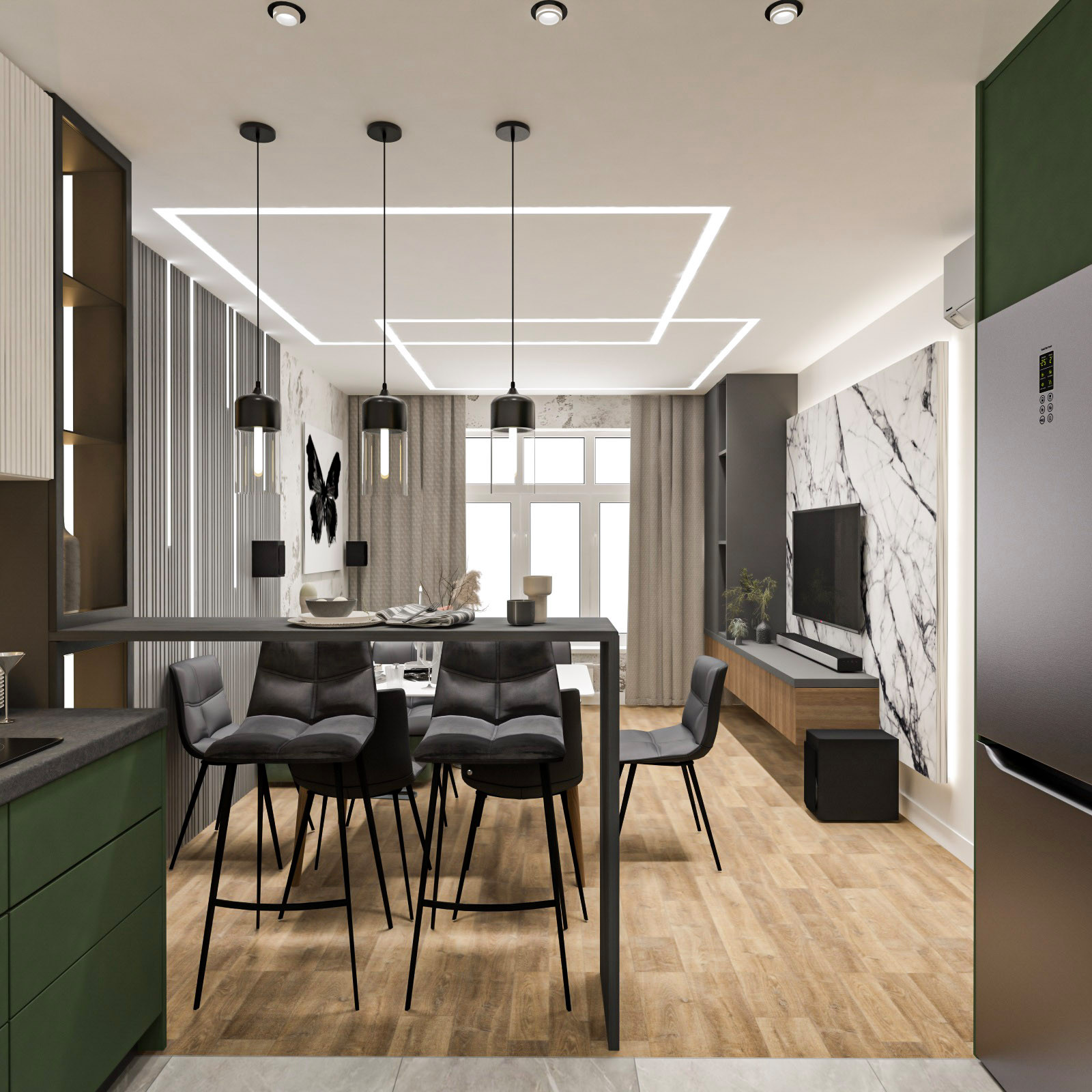 Дизайн-проект квартиры. 2022. Площадь 77,8 м.кв.