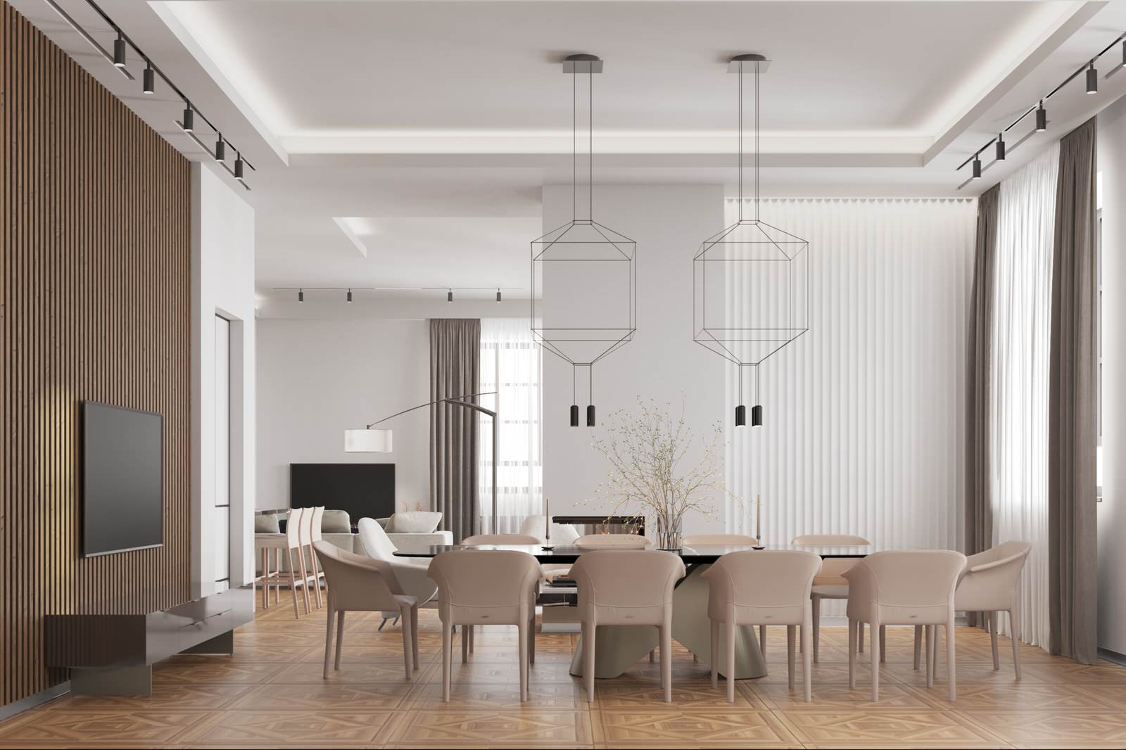 ВИЗУАЛИЗАЦИЯ ГОСТИНОЙ С КАМИНОМ ДЛЯ ПРОЕКТА ЧАСТНОГО ДОМА