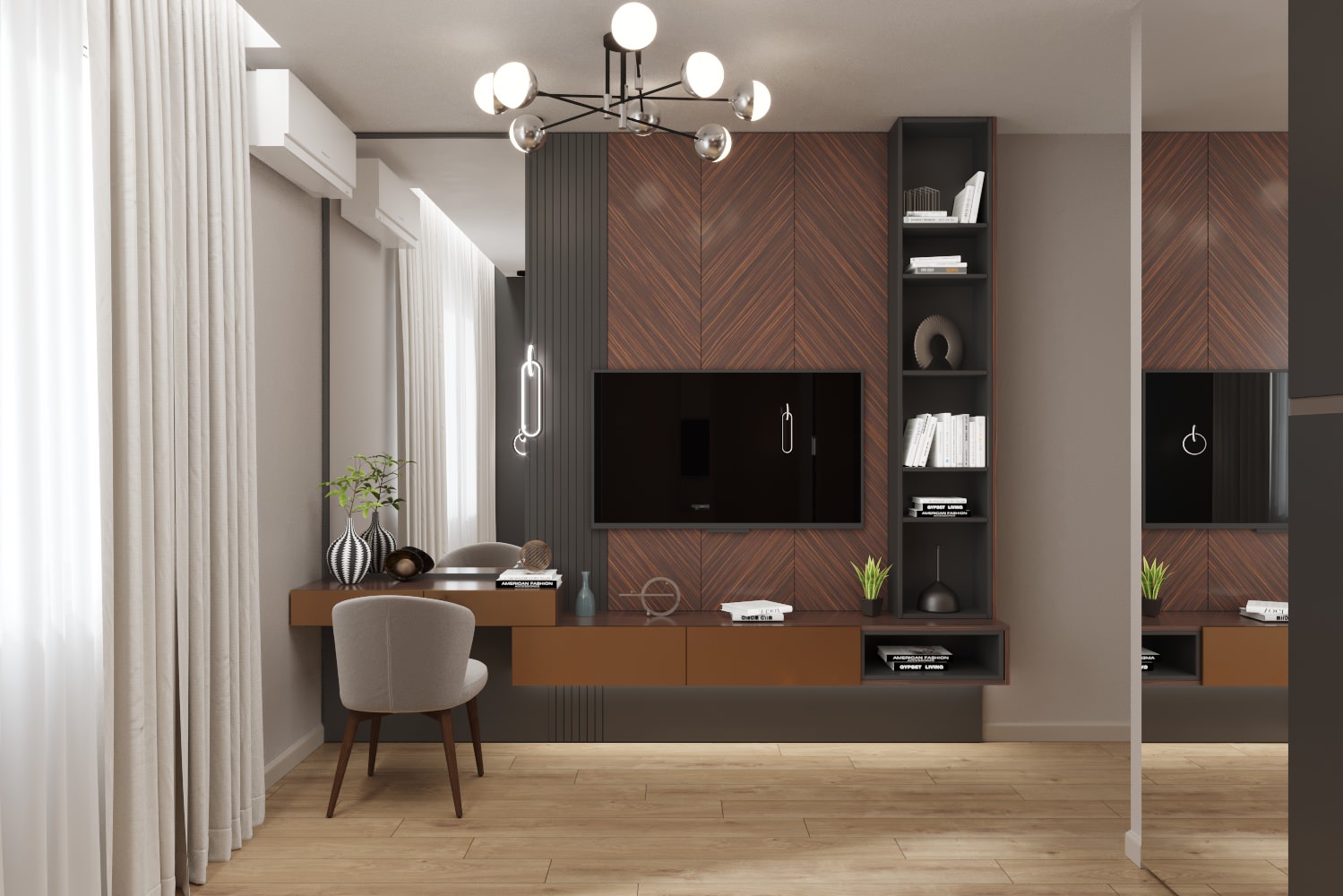 спальня в темных тонах