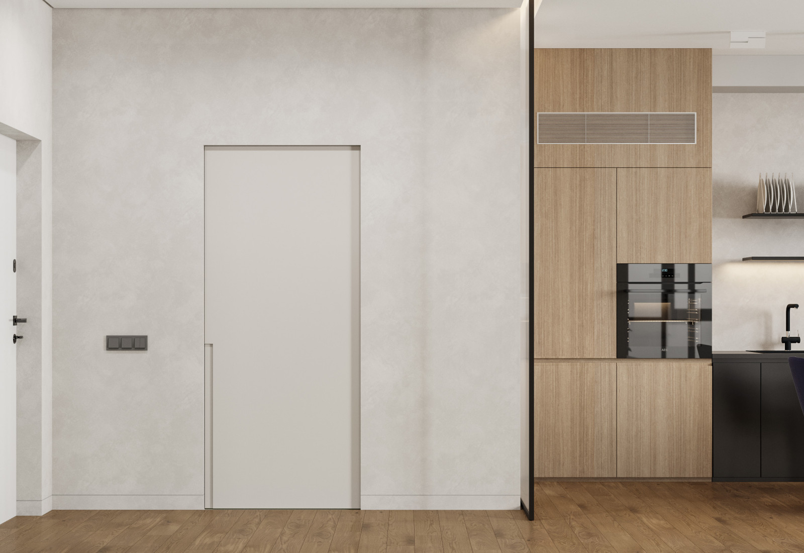 Светлая семейная квартира с синими акцентами 80 м²