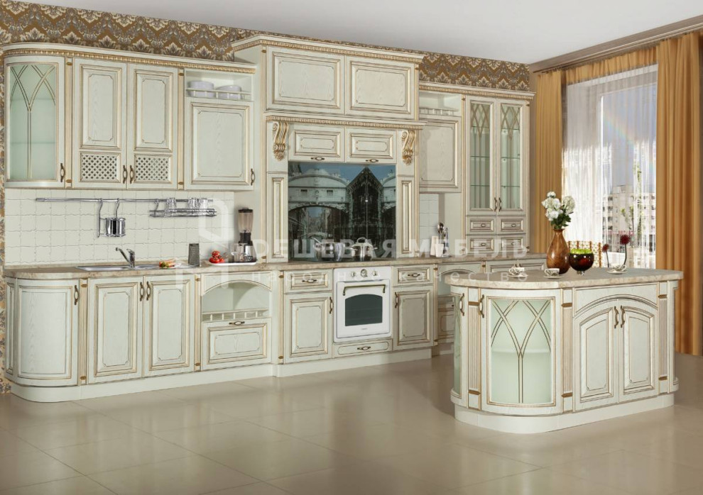 Классическая кухня "Традиция арт.4" с порталом и островом