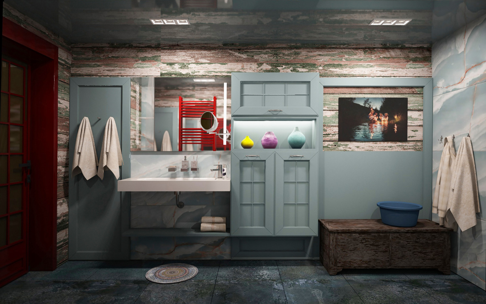 Санузел в доме с печью